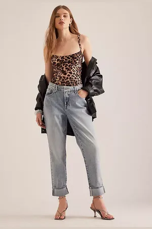 GOOD AMERICAN The Weekender Cuffed Straight-Leg Jeans