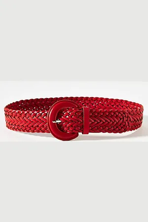 Anthropologie Leather Woven Belt