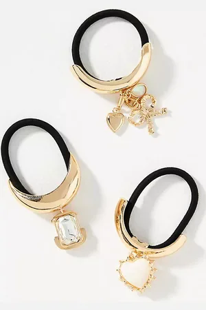 Anthropologie Crystal Charm Cuff Hair Ties, Set of 3