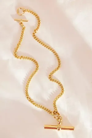 Tilly Sveaas Giant -Plated T-Bar on T-Bar Necklace