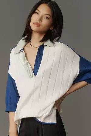 Maeve Collared V-Neck Short-Sleeve Rugby Jumper