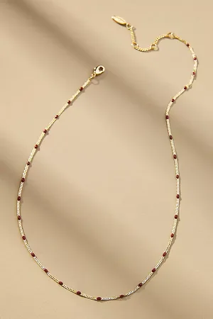 Anthropologie Gold-Plated Delicate Bead Necklace