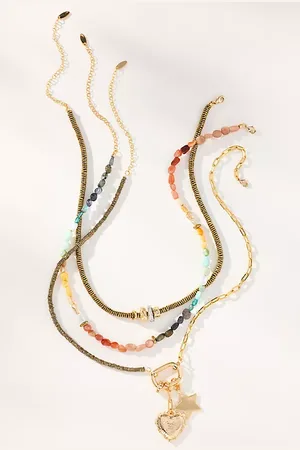 Anthropologie Shades of Sea Layered Necklaces, Set of 3: Charm Edition
