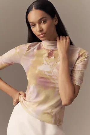 Anthropologie Mesh Short-Sleeve Top