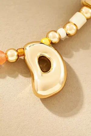 Anthropologie Beaded Bubble Letter Monogram Necklace