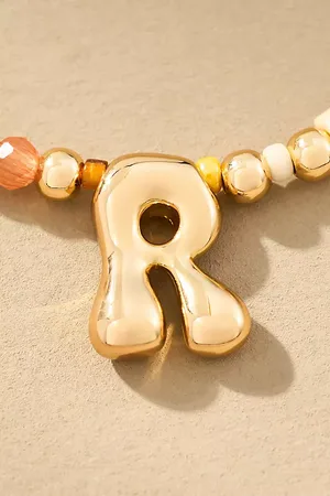 Anthropologie Beaded Bubble Letter Monogram Necklace