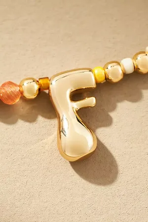Anthropologie Beaded Bubble Letter Monogram Necklace