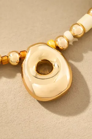Anthropologie Beaded Bubble Letter Monogram Necklace