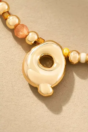 Anthropologie Beaded Bubble Letter Monogram Necklace