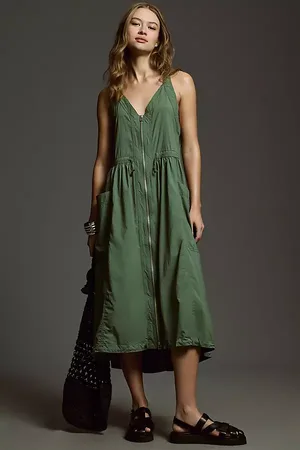 Anthropologie Free Fall Drawstring Midi Dress
