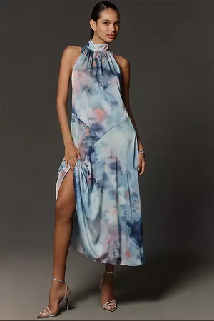 Anthropologie Sleeveless Halter A-Line Midi Dress
