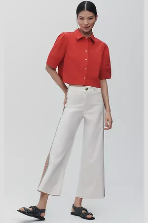 Maeve The Ettie High-Rise Crop Wide-Leg Jeans by : Bold Stripe Edition