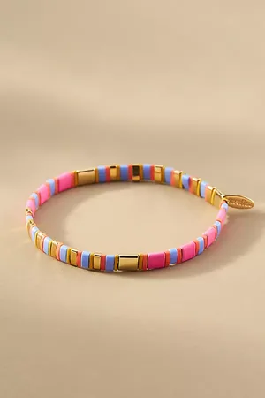Anthropologie Colourful Beaded Chicklet Bracelet
