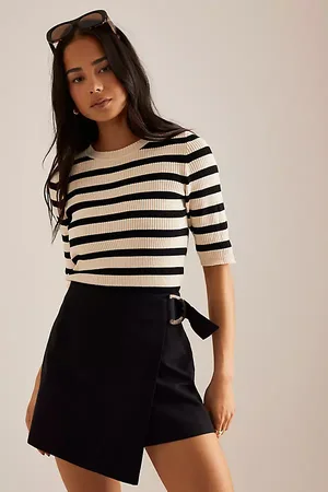 Anthropologie Tort D-Ring Linen-Blend Skort