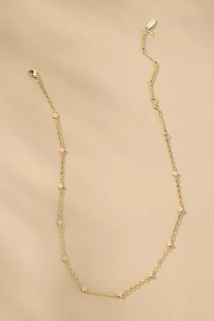 Anthropologie Tiny Clover Chain Necklace