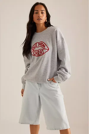 Anthropologie Oui Mon Cheri Slogan Sweatshirt