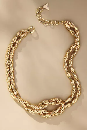 Anthropologie Plated Twisted Nautical Knot Necklace