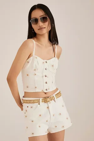 Lee Rider Daisy Embroidered Denim Shorts