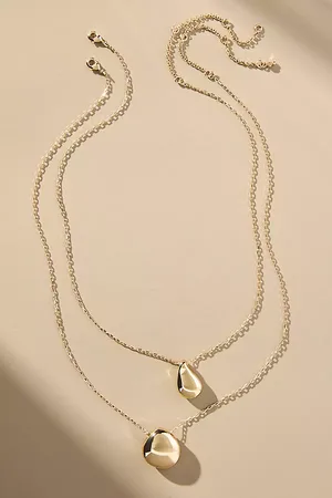 Anthropologie Curved Pendant Necklaces, Set of 2