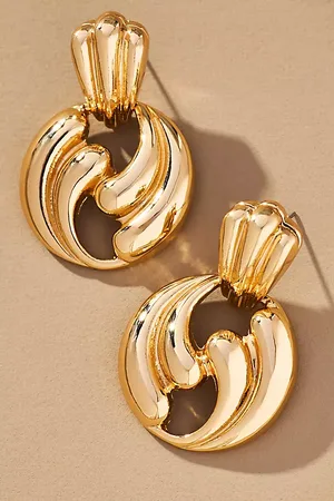 Anthropologie Wavy Metal Doorknock Earrings