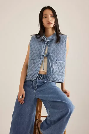 seventy + mochi Aria Quilted Tie-Front Vest