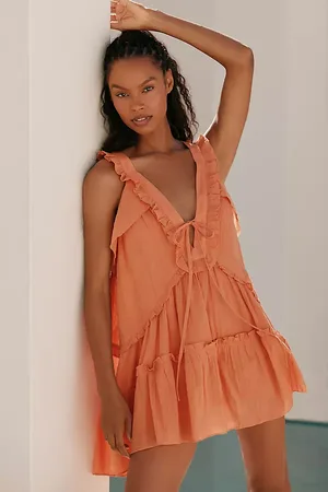 Anthropologie Boho Ruffle Mini Dress