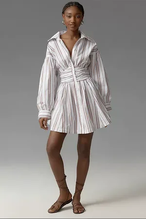 Anthropologie Long-Sleeve Collared A-Line Mini Dress