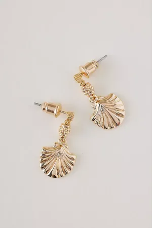 Anthropologie Plated Shell Drop Earrings