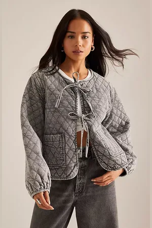 seventy + mochi Aria Quilted Tie-Front Jacket