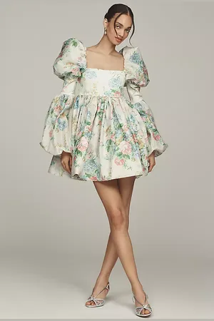 Selkie Barre Long-Sleeve Square-Neck Mini Dress