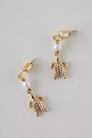 Anthropologie Plated Turtle Drop Earrings