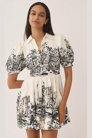 Maeve Short-Sleeve Collared Mini Shirt Dress