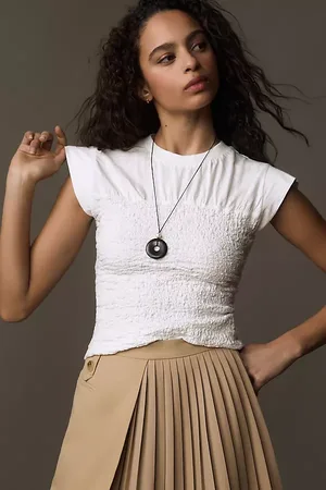 Maeve Cap-Sleeve Smocked Top