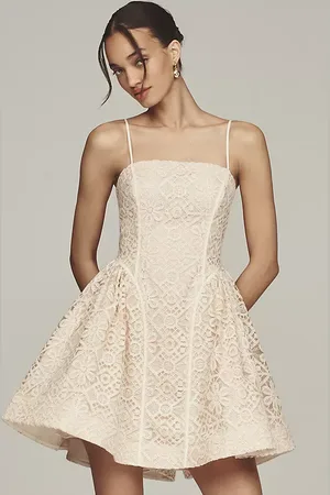 Anthropologie Lace Basque-Waist Mini Dress