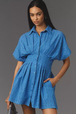 Exquise The Tobie Button-Front Pleated Shirt Dress by : Mini Eyelet Edition