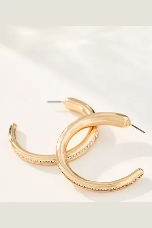 Anthropologie Classic Crystal Hoop Earrings