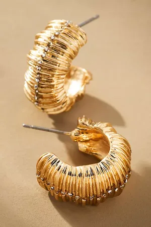 Anthropologie Ribbed Chunky Hoop Earrings