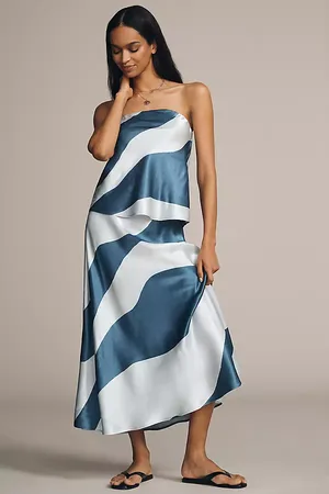 Anthropologie Silky Waves Woven Slip Skirt