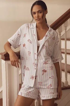 Anthropologie The Briar Piped Pyjama Shirt: Short-Sleeve Edition