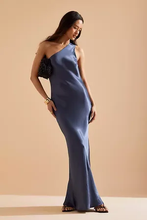 Anthropologie The Lily One-Shoulder Satin Maxi Slip Dress