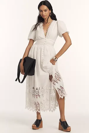 Anthropologie The Katerina Button-Front Dress: Eyelet Edition