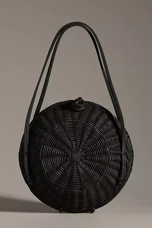 Anthropologie Woven Rattan Round Shoulder Bag