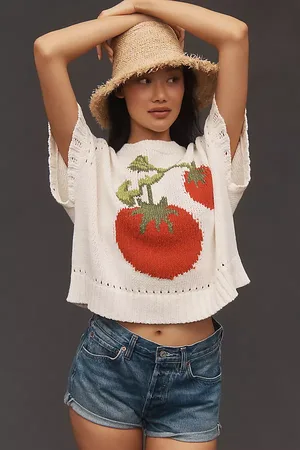 Maeve Short-Sleeve Crew-Neck Veggie Motif Graphic Jumper