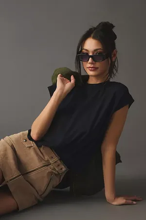 Anthropologie By Crew Neck Cap-Sleeve T-Shirt
