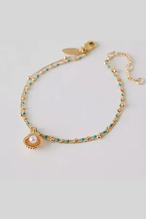 Anthropologie Gold-Plated Shell Charm Bracelet