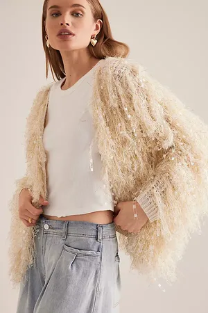 Anthropologie Knit Fringe Cardigan