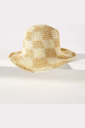 WYETH Checkered Straw Bucket Hat
