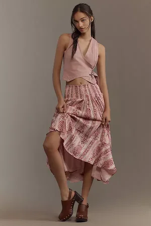 Anthropologie Smocked-Waist Asymmetrical Skirt