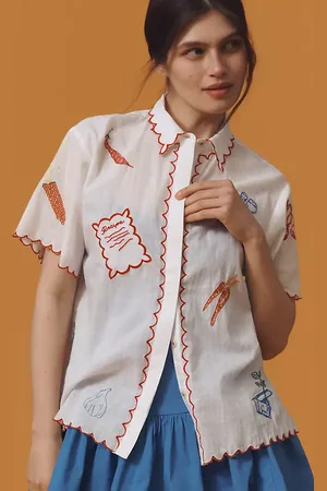 Maeve Embroidered Icon Buttondown Surf Shirt