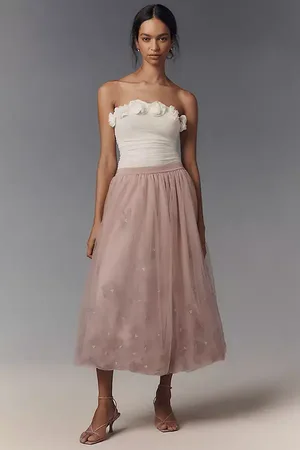Anthropologie Blossom Bubble Midi Skirt